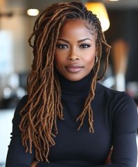 Including light brown highlights to locs can provide a subtle yet stunning autumn upgrade. The highlights draw out the natural charm of the locs while adding dimension and illumination.