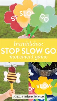 Teach your little ones how to STOP, SLOW, & GO with this fun FREE printable Bumblebee Stop, Slow, Go Movement Game!