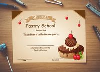 diploma for personalized pastry chef courses * cakes * certificate courses * graduation