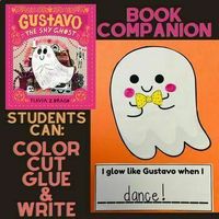 Thank you for downloading this book companion to Gustavo the Shy Ghost!Directions: You can use this product in many ways. This presentation is meant to be used as a digital presentation and also has worksheets to be completed by hand.Students will practice cutting, coloring, and writing!