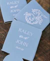 French Blue Personalized Wedding Koozies