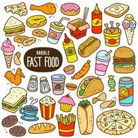 Fast food cartoon color illustration Pre... | Premium Vector #Freepik #vector #food #coffee #hand #cartoon