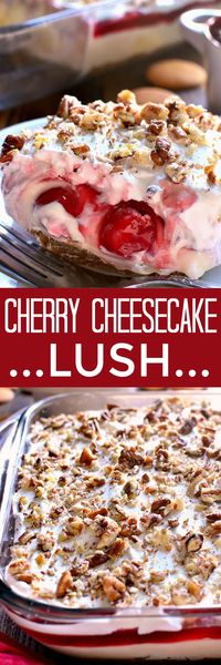 This Cherry Cheesecake Lush Dessert combines all the flavors of cherry cheesecake with the creaminess of lush! The perfect dessert for the holidays and all year round!