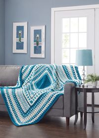 The Country Pathways Afghan is a design you can easily impress friends and family with its center granny square and captivating stripes. Start yours today!