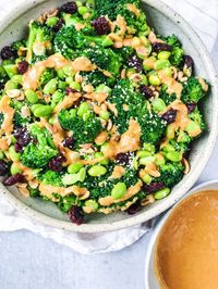 Broccoli Salad with Thai Peanut Dressing (Vegan, Gluten Free) •