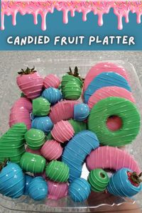 Check out this sweet platter with 3 flavors:  Green Apple, Watermelon, and Blue Raspberry