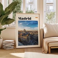 Póster de viaje de Madrid, impresión digital de España, arte mural moderno, decoración de pared imprimible, ciudades antiguas, descarga digital, arte - Etsy México