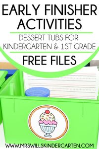 Early finisher activities for kindergarten and first grade. Fun activities to keep fast finishers learning after center activities are complete or during extra time throughout the day!