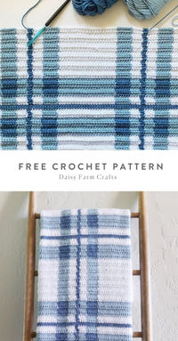 Free crochet pattern - Blue Plaid Baby Blanket by Daisy Farm Crafts. Make a handmade baby shower gift with this easy-to-follow pattern.