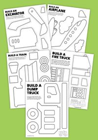 Create your own fire truck, dump truck, excavator and so much more! These free printable vehicle themed build your own activities are...