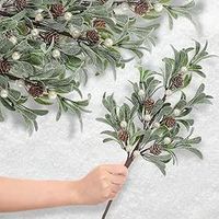 Solsew 6 Pcs Christmas Artificial Mistletoe Picks 17.3 Inch Fake Mistletoe Decoration Branches with Berries Pinecones Mistletoe Ornaments DIY Crafts for Xmas Tree Wreath Holiday Decor(White Berry)