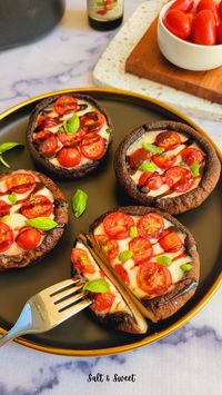 Air Fryer Caprese Stuffed Portobello Mushrooms- Salt & Sweet