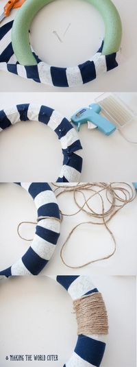 DIY Wreath Nautical Decor from Making the World Cuter. This is so cute! I love the little anchor!