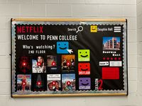 Made this netflix inspired bulletin board for my floor to welcome incoming students to the building. #college #bulletin #bulletinboardideas #reslife #art #dorm