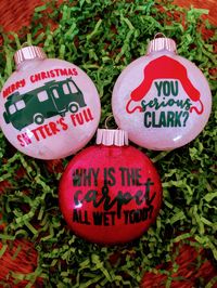 Homemade glitter ornaments! Glitter is sealed inside plastic ornament, so they are kid friendly/shatter proof! Each ornament is customized with a vinyl design of your choosing! Made with *DISC* ornament.