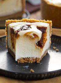 Apple Butter Cheesecake is a no-bake cheesecake made with a graham cracker crust filled with a creamy cheesecake and apple butter swirl.