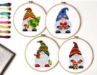 Set of 4 Christmas Gnomes Modern Cross Stitch Pattern easy | Etsy