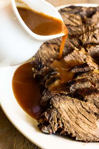 Authentic German Sauerbraten recipe from my grandfather's kitchen ~ make this braised chuck roast on the stove, in the oven or in the crock pot! German pot roast is a wonderful holiday main course. #authentic #traditional #German #potroast #beef #chuckroast #Thanksgiving #Christmas #rumproast #roundroast #bottomroast