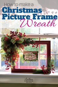 In this video, how to repurpose a picture frame to make a festive Christmas Picture Frame Wreath video here => http://southerncharmwreaths.com/blog/christmas-picture-frame-wreath/