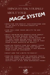 Writing tips and advice. Things to ask yourself about your magic system #writing #advice #fantasy #magic