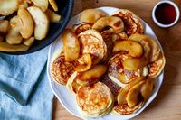 lemon ricotta pancakes with sautéed apples