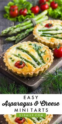 These Asparagus and Cheese Mini Tarts are an easy, favorite treat for afternoon tea, brunch, or any time asparagus is in season. A simple tart that's minutes in the making.