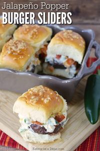 Jazz up your burger and make Jalapeno popper burger sliders for an extra kick.  This is the perfect size for parties, Game day and more.