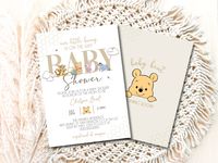 Baby Winnie the Pooh Baby Shower Invitation, Winnie the Pooh Bear Baby Shower Invite, Little Hunny Pooh Baby Shower Decor, Digital Download - Etsy