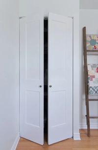 Turning a bifold door into French doors is a simple way to update your closet door. I'll show you how we did it using simple bifold hardware.