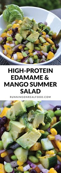 This high-protein edamame mango salad is easy to make, fresh, tangy, vegan, low in fat and perfect for summer picnics and potlucks!