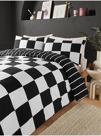 Black & Cream Checkerboard Duvet Set