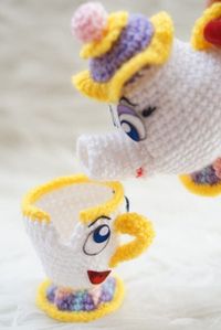 Pack 2 in 1 Chip and Mrs Potts Beauty and the by Amigurumeria