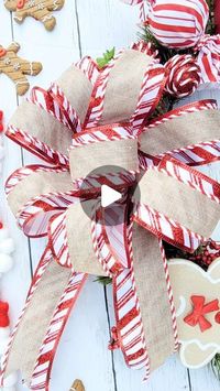 Melanie | Simple Made Pretty on Instagram: "This is just one way to make a huge bow...no twisting and trying to hold it all together with one hand 🤣  just cut and hot glue pieces together.   Find the full instructions at https://simplemadepretty.com/christmas-bow-tutorial/  #christmasmood #christmasdiydecor #christmasdiycraft #christmasdiyprojects #reelschristmas2023"