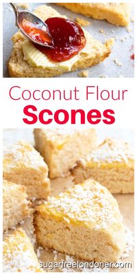 You only need 6 ingredients to make these easy coconut flour scones. They have the same crumbly, buttery texture of traditional scones. Gluten-free, grain free and only 2.4g net carbs per scone!