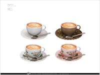 A set of table decor in style Light Academia. A cozy warm color scheme fits perfectly into the interior in an old romantic or vintage style. 7 items: open book - books - candle - seashell decor - coffee cup - flower - table frame with butterflys BASE GAME - LOW POLY