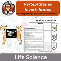 Discover an easy-to-use educational tool - "Vertebrates vs Invertebrates Reading Passage and Questions Worksheet". Included:1 Page ReaderVertebratesFishAmphibianReptileMammalBirdInvertebratesWormSnailInsects1 Page Comprehension Multiple Choice Questions and Free Response Question and Answer Key2 Page Vertebrates or Invertebrates Worksheet and Answer KeyWhy It's Great:Simple and easy to teach and handoutEasy to Download and PrintIdeal For:Great for sub plans or exit ticketBest used for 3rd-5th Gr