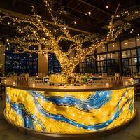 Van Gogh Starry Night Themed Art Party - Outdoor Gala Fundraiser - Blue, Yellow and Sunflowers - Cocktail Hour Specialty Focal Bar - Reception Ideas