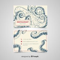 Hand drawn restaurant business card temp... | Free Vector #Freepik #freevector #ready-print #business-card-visiting-card #business-card-printing #business-card