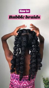 🌸💓Need a break from old hairstyles? Try this bubble braid hairstyle on your hair. You can achieve this on long, short, straight or curly hair.  ❌this hairstyle is not new but it’s not a lowbun or twist hairstyle.  Step 1. Make your sections( big or small it really is all up to you)  • Step 2. Put some edge control to tame fly aways ( optional step)  • Step 3. Put your section into a pontytail( but not to thight)   • Step 4. Keep making bubbles with rubberbands as big or small as you want until your done.   Extra tips  • Make sure to put your rubberbands in some oil so they don’t break your hair.  • Make sure too put them very loosely   • When you take them out make sure to take your time.  Follow me and save this post for more tips & tricks.  Natural hair  • Bubble braids on natural h