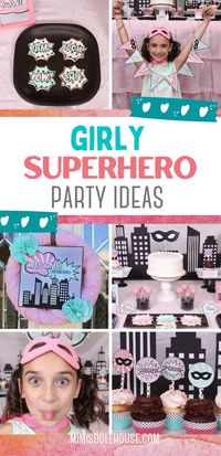 Amazing Superhero party ideas for girls!It's a Girl Superhero Birthday Party... Do you have a girl who LOVES superheroes? Celebrate her birthday superhero style. Today I'm sharing my daughter's 9th girly superhero birthday party!! Looking for Superhero Party dessert ideas? Be sure to also check out this Spiderman Party, super hero party, and these ideas for a superhero party.