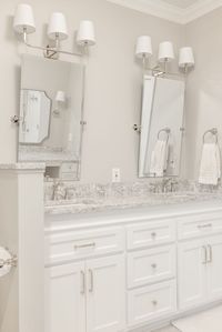 Vanities and trim: SW 7008 Alabaster Walls: SW 7029 Agreeable Gray