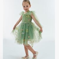 Enchanted Fairy Floral Embroidered Tulle Flower Lace A-Line Garden Party Flower Girl Dress Soft Flowy Tulle With Delicate Floral Embroidery Note: The Embroidered Words Are Flower Names And The Placement Will Vary On Every Single Item. An A-Line Bodice. Fit And Flare Silhouette. Fully-Lined Note: Bows Do Not Come Pre-Tied. Perfect For First Birthday, Parties, Holidays, Weddings, Etc. Size 6-12 Months. Weight 12-20lbs. Height 24-48inches