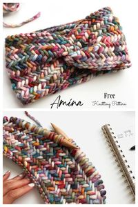 Chunky Herringbone Earwarmer Free Knitting Pattern