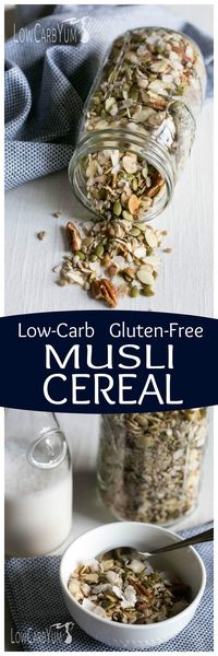 If you're following a low carb paleo diet, you'll love this low carb gluten free musli cereal. It's loaded with whole food ingredients without sugar added! | LowCarbYum.com