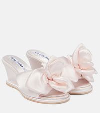 Floral Applique Satin Wedge Sandals in Pink - Acne Studios | Mytheresa