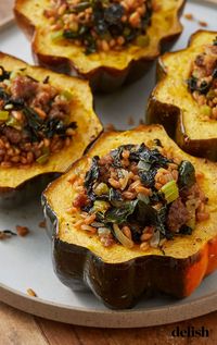 This Farro & Sausage Stuffed Acorn Squash Is Fall Dinner GoalsDelish