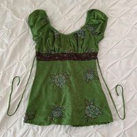 Green Babydoll Top A pretty green babydoll top size... - Depop