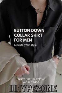 Introducing our "Button Down Collar Shirt for Men" from www.intohypezone.com - a timeless classic for the modern gentleman. Crafted with impeccable quality, this shirt exudes sophistication and style. Available in versatile colors like black, white, and khaki, it effortlessly elevates any outfit. Experience free worldwide shipping and embrace timeless elegance with our button-down collar shirt. Shop now!