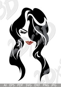 Vector FACE, two colors, ai, eps, pdf, svg, pdf, jpg Download files, Digital, graphical, red lips