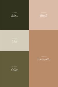 #allisonbaileydesign Calm, nature-inspired color palette inspiration with hues of Moss, Olive, Oat, Blush and Terracotta for a yoga therapy practice. Pin it now and invite a sense of calm and clarity into your natural, earthy brand. #colorpalette #colorinspiration #colorcombinations #colortrends #colorpsychology #colorwheel #accentcolor #nature-inspiredcolors #neutralcolors #earthtones